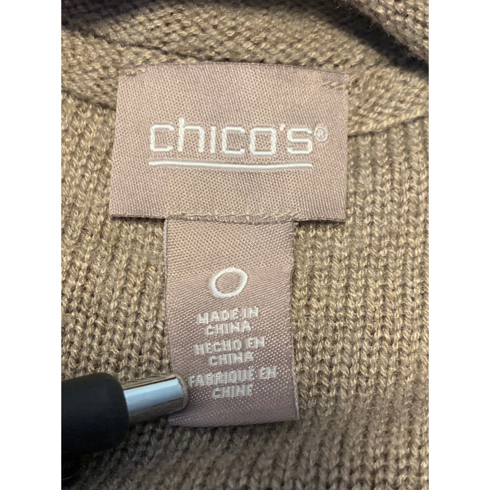 Chicos Cowl Neck Sweater Tunic Taupe Tan Soft Cozy Minimalist Knit Size 0 - Picture 4 of 7